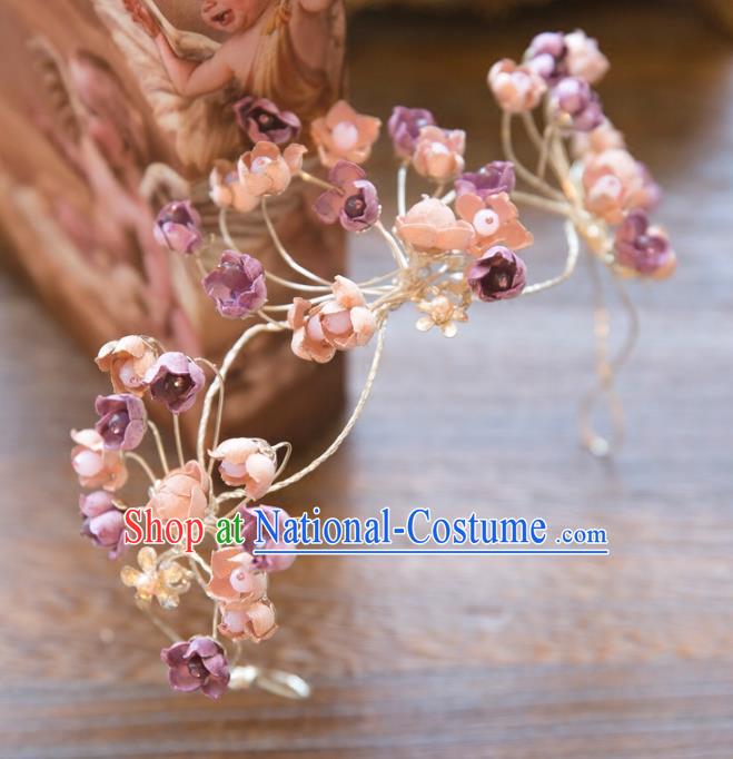 Top Grade Handmade Classical Hair Accessories Baroque Style Princess Purple Flowers Hair Clasp Headwear for Women