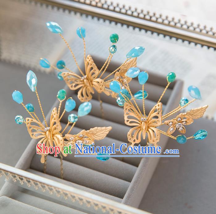 Top Grade Handmade Classical Hair Accessories Hairpins Baroque Style Princess Butterfly Headwear for Women