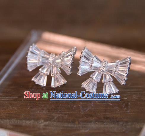 Top Grade Handmade Classical Hair Accessories Bowknot Earrings, Baroque Style Princess Crystal Eardrop Headwear for Women