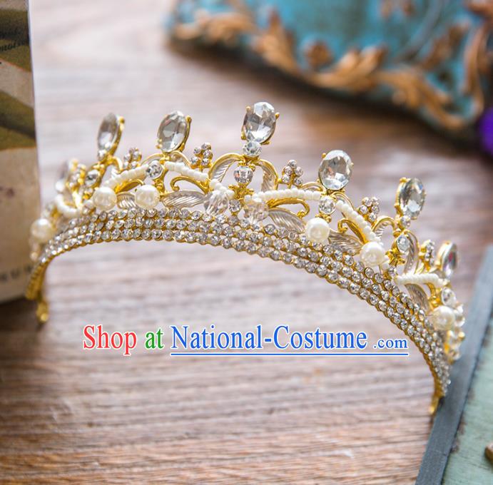 Top Grade Handmade Classical Hair Accessories Baroque Style Princess Crystal Royal Crown Pearls Hair Clasp Headwear for Women