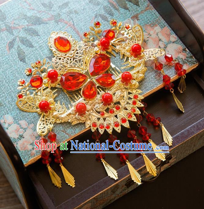 Chinese Handmade Classical Hair Accessories Bride Hair Comb, China Xiuhe Suit Hairpins Wedding Headwear for Women