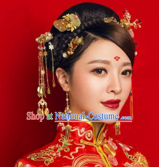 Chinese Handmade Classical Hair Accessories Bride Step Shake Complete Set, China Xiuhe Suit Hairpins Wedding Headwear for Women