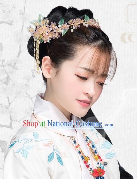 Chinese Handmade Classical Hair Accessories Bride Pink Hair Clasp Complete Set, China Xiuhe Suit Hairpins Wedding Headwear for Women