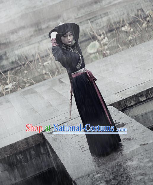 Traditional Ancient Chinese Swordswoman Costume, Chinese Ming Dynasty Heroine Embroidered Clothing for Women