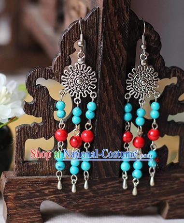 Chinese Handmade Classical Accessories Hanfu Beads Tassel Earrings, China Xiuhe Suit Wedding Eardrop for Women