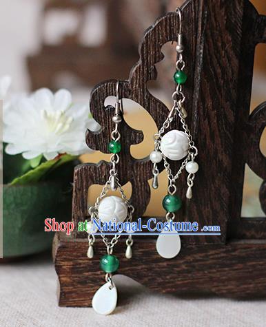 Chinese Handmade Classical Accessories Hanfu Earrings, China Xiuhe Suit Wedding Agate Beads Tassel Eardrop for Women