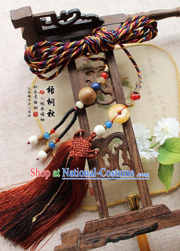 Chinese Handmade Classical Accessories Red Tassel Palace Taeniasis, China Hanfu Waist Jade Pendant Headwear for Women