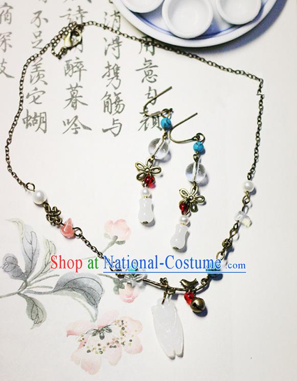 Chinese Handmade Classical Accessories Hanfu Necklace and Earrings for Women