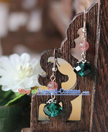 Chinese Handmade Classical Accessories Hanfu Green Tassel Earrings, China Xiuhe Suit Wedding Eardrop for Women