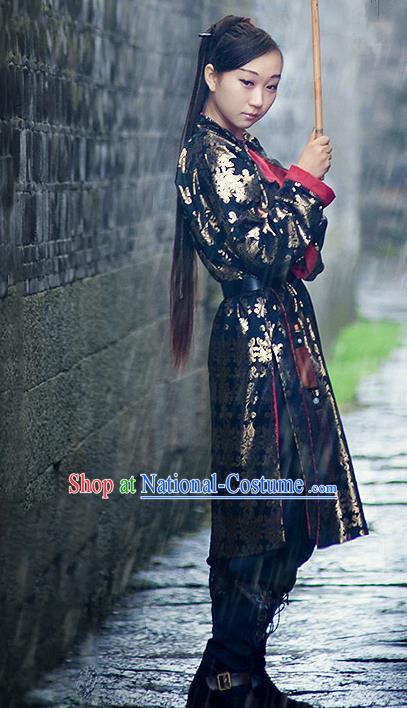 Traditional Ancient Chinese Ming Dynasty Swordswoman Costume, Chinese Hanfu Imperial Guards Embroidery Clothing