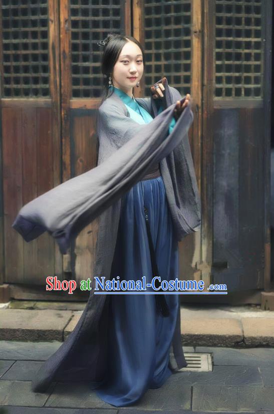 Traditional Ancient Chinese Jin Dynasty Swordswoman Costume, China Elegant Hanfu Princess Embroidery Clothing Complete Set