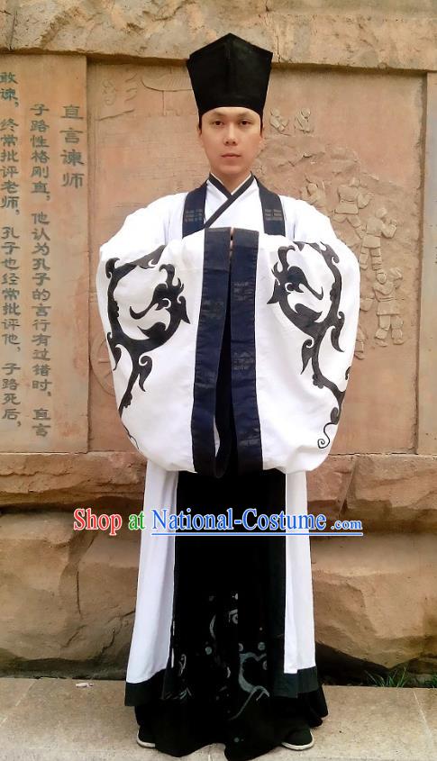 Traditional Oriental China Han Dynasty Costume Ancient Officer Gwanbok Cloak and Long Robe for Men