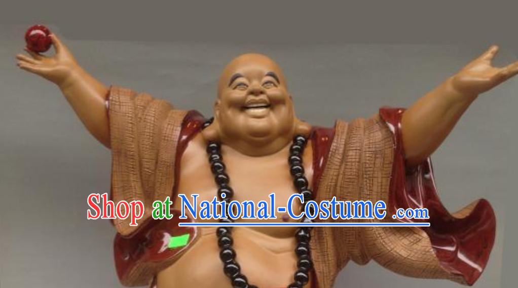 Chinese Shiwan Porcelain Figurine -Wise and Happy Monk Who Hugs All