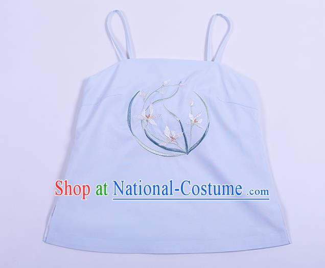 Traditional Chinese Ancient Hanfu Costumes, Asian China Song Dynasty Embroidery Suspenders Vest White Bellyband for Women