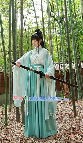 Traditional Chinese Ancient Hanfu Costumes, Asian China Jin Dynasty Embroidery Cardigan Blouse and Skirts for Women