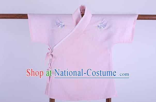 Ancient Chinese Palace Princess Hanfu Costume, Traditional China Song Dynasty Young Lady Clothing Embroidery Pink Blouse