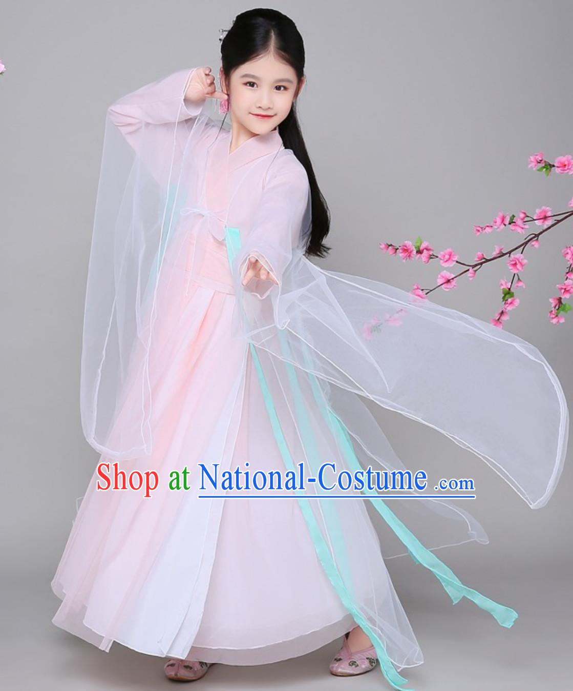 Ancient Chinese Fairy Hanfu Dress Clothing Complete Set for Girls Children Kids