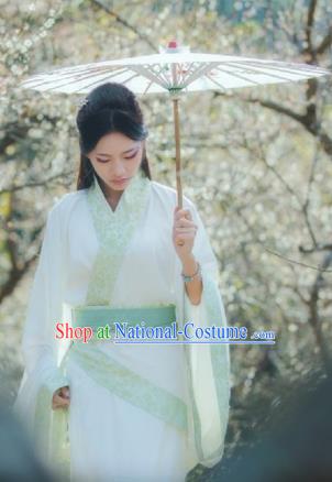 Traditional Chinese Ancient Young Lady Hanfu Costumes, Asian China Han Dynasty Palace Princess Embroidery Curve Bottom for Women