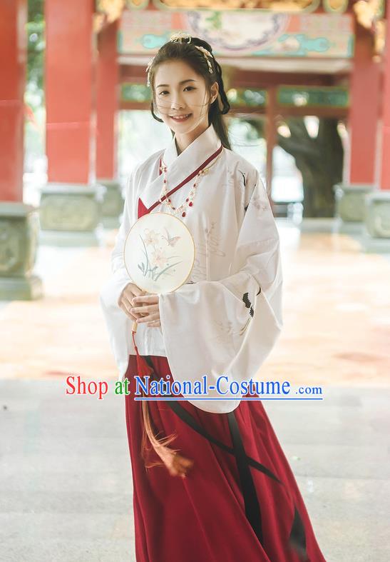 Traditional Chinese Ancient Hanfu Costume Palace Lady Dress, Asian China Ming Dynasty Princess Embroidered Clothing for Women