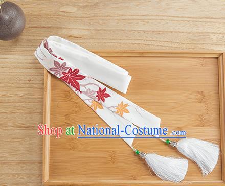 Traditional Chinese Ancient Hanfu Hair Accessories, Asian China Han Dynasty Princess Hair Clasp White Silk Tassel Headband