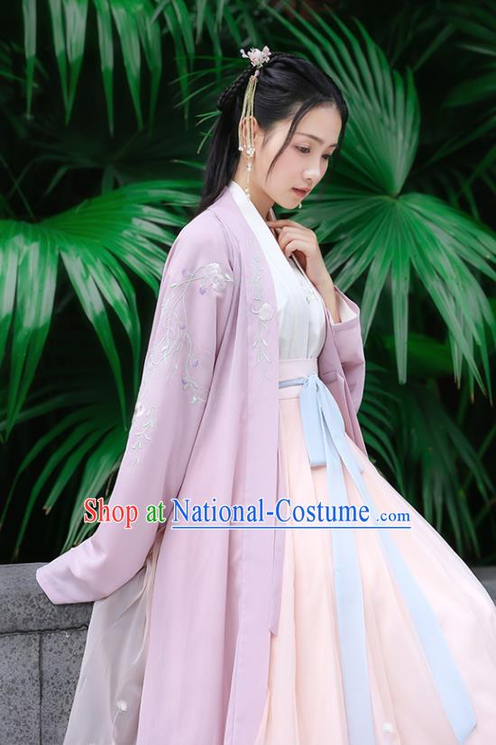 Traditional Chinese Ancient Hanfu Princess Costume Purple Embroidered Cloak, Asian China Song Dynasty Palace Lady Cardigan Clothing for Women