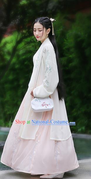 Traditional Chinese Ancient Hanfu Princess Costume Yellow Embroidered Cloak, Asian China Song Dynasty Palace Lady Cardigan Clothing for Women