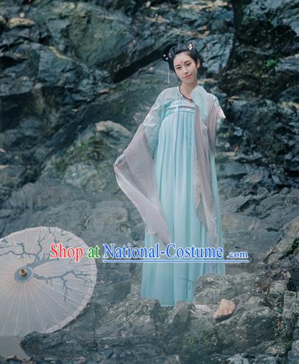 Traditional Chinese Ancient Palace Lady Costume, Asian China Tang Dynasty Princess Embroidered Dress for Women