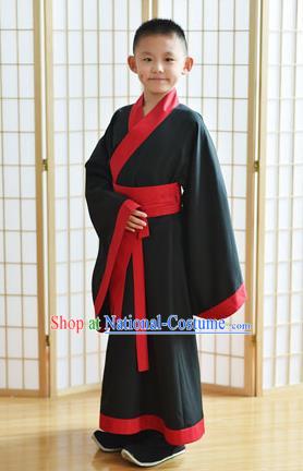 Traditional Chinese Ancient Costume, Asian China Han Dynasty Black Clothing for Men