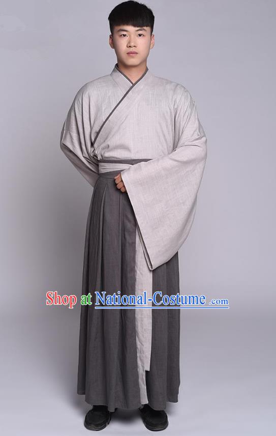 Traditional Chinese Ancient Hanfu Costume Long Robe, Asian China Han Dynasty Scholar Clothing for Men