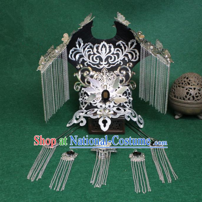 Traditional Handmade Chinese Ancient Classical Hair Accessories Bride Wedding Barrettes Empress Phoenix Coronet Hairpins