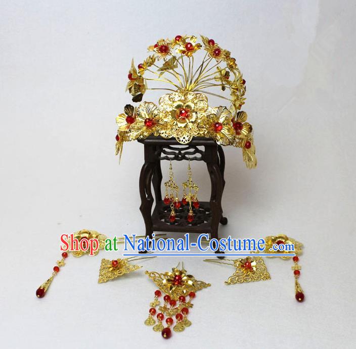 Traditional Handmade Chinese Hair Accessories Palace Lady Phoenix Coronet, China Han Dynasty Princess Headwear for Women