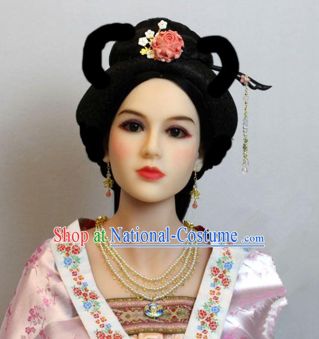 Traditional Handmade Chinese Hair Accessories Palace Lady Tassel Hairpins Complete Set, China Tang Dynasty Princess Headwear for Women