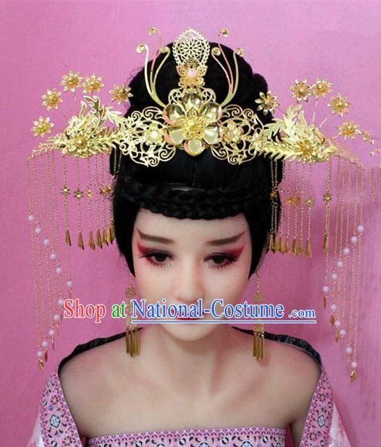 Traditional Handmade Chinese Hair Accessories Palace Lady Empress Headwear, Hanfu Imperial Concubine Tassel Step Shake Hairpins for Women