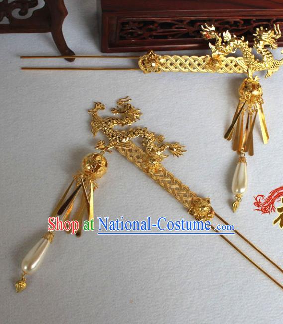 Traditional Handmade Chinese Ancient Classical Hair Accessories Bride Wedding Barrettes Empress Phoenix Coronet Hairpins