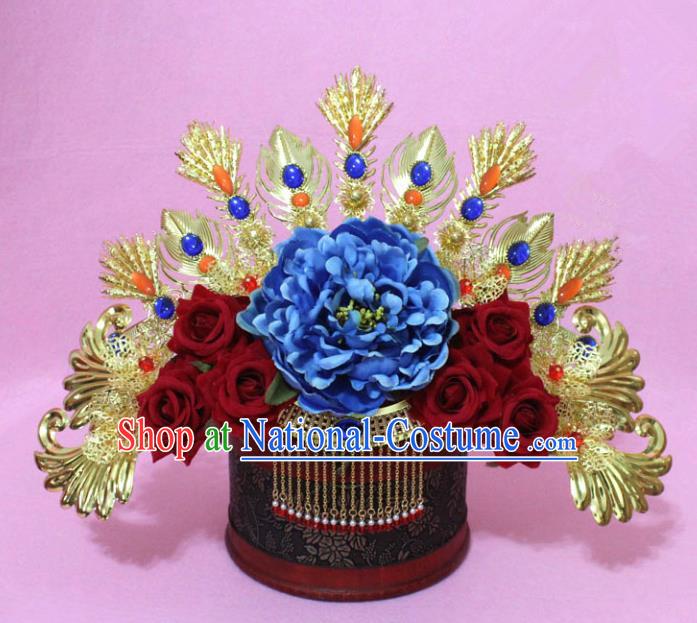 Traditional Handmade Chinese Ancient Classical Hair Accessories Bride Wedding Barrettes Empress Phoenix Coronet Hairpins