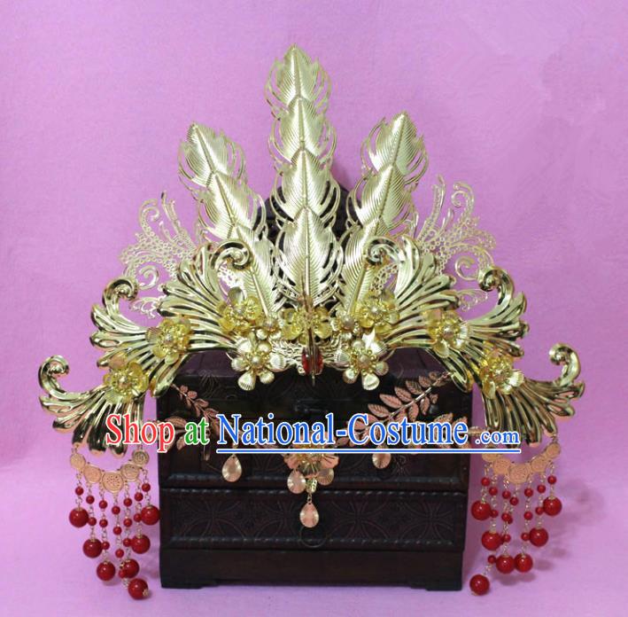 Traditional Handmade Chinese Ancient Classical Hair Accessories Bride Wedding Barrettes Empress Phoenix Coronet Hairpins