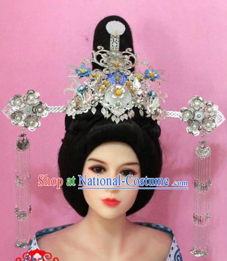 Traditional Handmade Chinese Hair Accessories Empress Phoenix Step Shake, China Tang Dynasty Hairpins Complete Set for Women