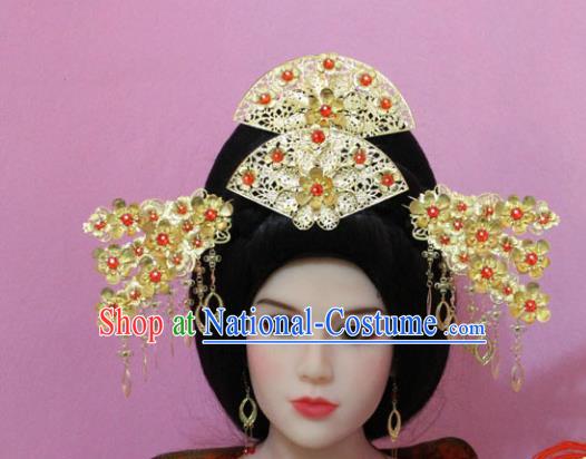 Traditional Handmade Chinese Hair Accessories Princess Phoenix Coronet Complete Set, China Han Dynasty Xiuhe Suit Hairpins for Women