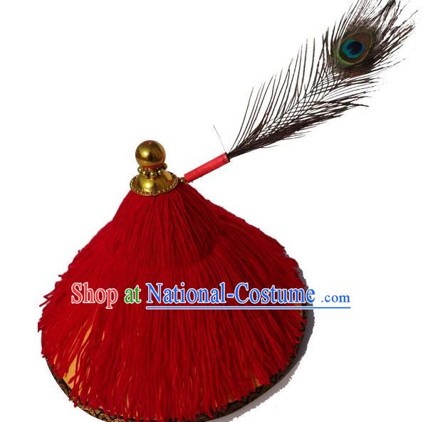 Traditional Chinese Qing Dynasty Soldier Hat, China Ancient Machu Imperial Bodyguard Headwear for Men