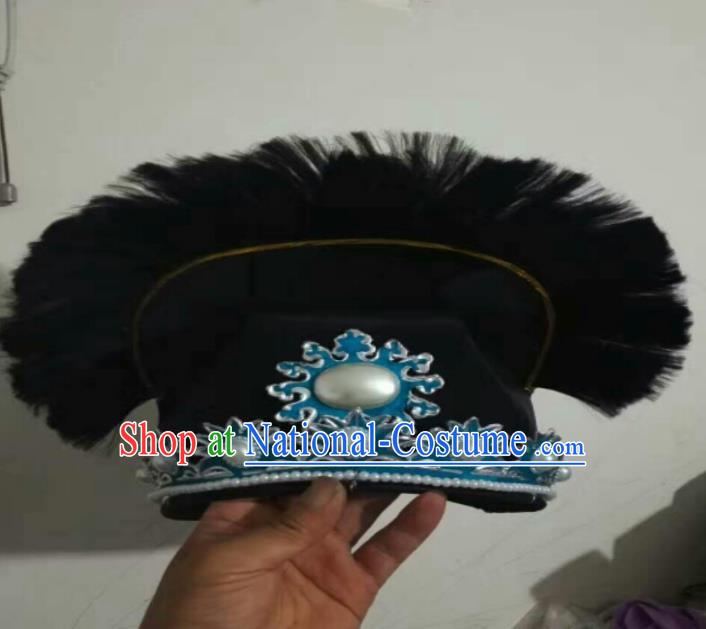 Traditional Chinese Peking Opera Old Men Black Hats, China Ancient Beijing Opera Ministry Councillor Headwear for Men