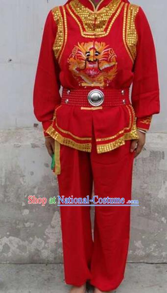 Traditional Chinese Classical Dance Yangge Fan Dance Costume, Folk Dance Drum Dance Lion Dance Clothing for Men