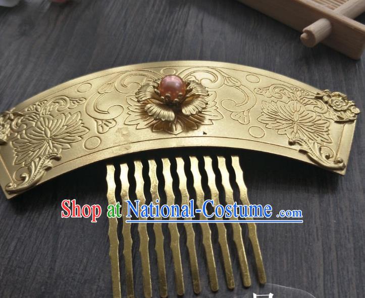 Traditional Handmade Chinese Hair Accessories Hanfu Copper Hairpins, China Palace Lady Jade Hair Comb for Women