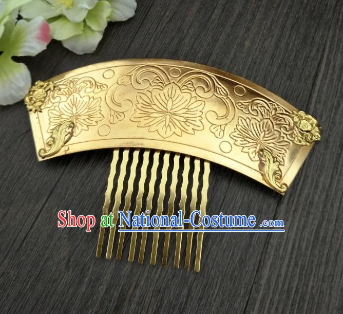 Traditional Handmade Chinese Hair Accessories Hanfu Copper Hairpins, China Palace Lady Jade Hair Comb for Women