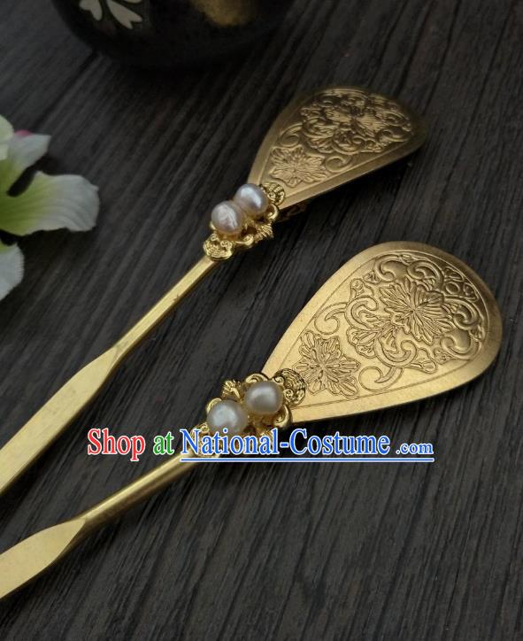 Traditional Handmade Chinese Hair Accessories Hanfu Copper Hairpins, China Ancient Tang Dynasty Palace Lady Hair Stick for Women