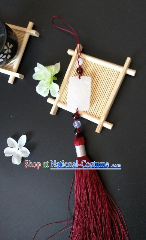 Traditional Handmade Chinese Hanfu Accessories Red Tassel Jade Pendant, China Palace Lady Waist Pendant for Women