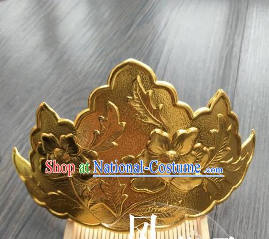 Traditional Handmade Chinese Hair Accessories Hanfu Copper Hairpins, China Ancient Tang Dynasty Palace Lady Lotus Hair Comb for Women