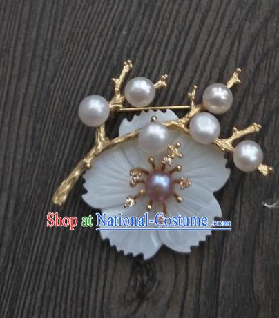 Traditional Handmade Chinese Accessories Pearls Brooch, China Ancient Tang Dynasty Palace Lady Hanfu Breastpin for Women