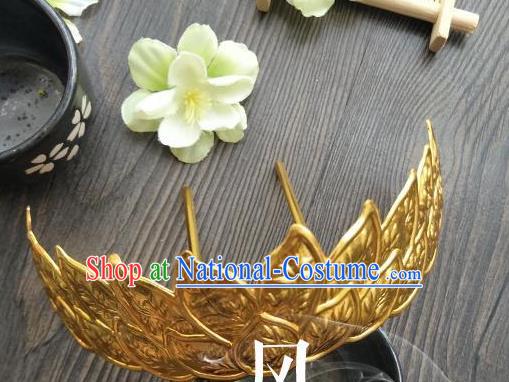 Traditional Handmade Chinese Hair Accessories Hanfu Copper Hairpins, China Palace Lady Lotus Crown Hair Comb for Women