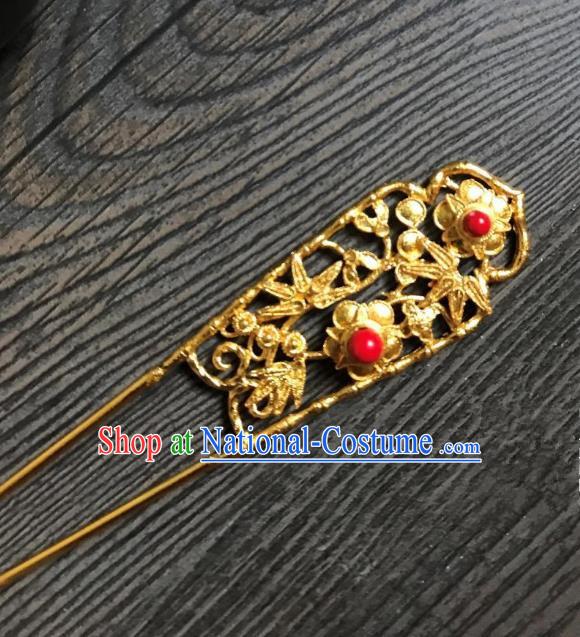 Traditional Handmade Chinese Hair Accessories Golden Kanzashi, China Ancient Palace Lady Hanfu Hairpins for Women