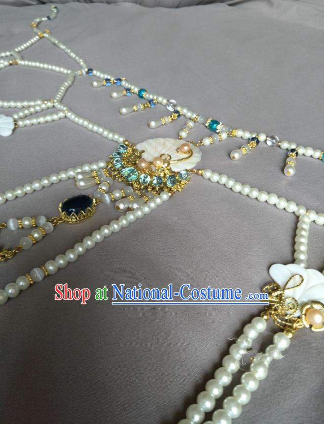 Traditional Handmade Chinese Accessories Pearls Waist Chain, China Palace Lady Hanfu Tassel Waist Pendant Belts for Women